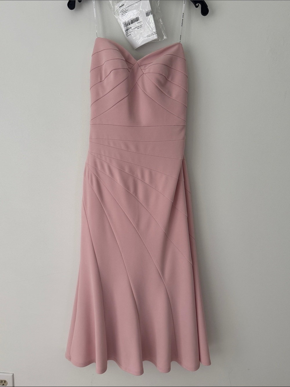 Tadashi Shoji Strapless Pale Pink Midi Dress